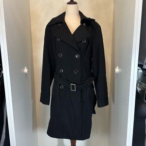 Michael by Michael Kors Black Long Button Down PeaCoat with Belt Size 8